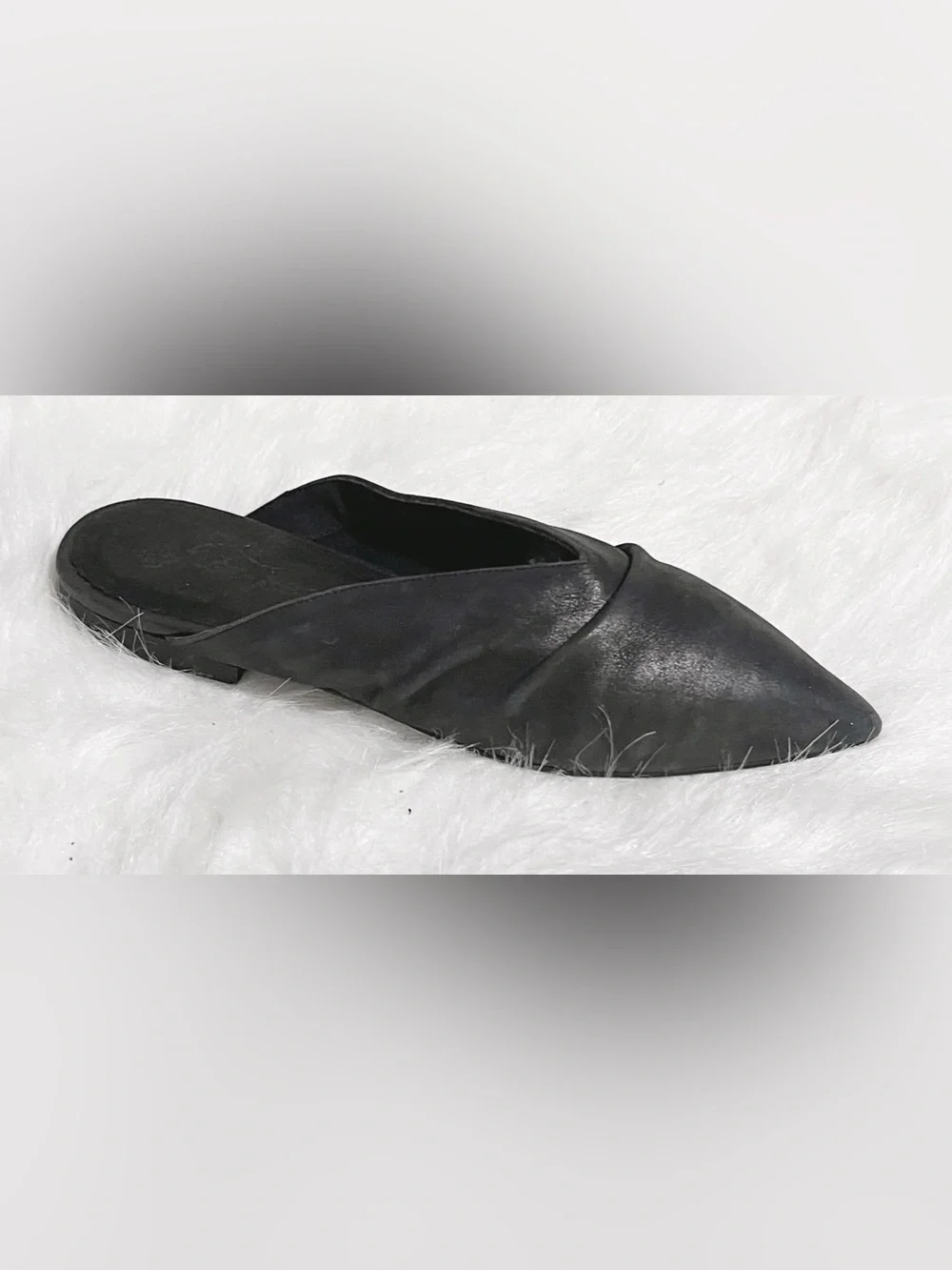 Free People Cinched Black Leather Mule Flats Size 40